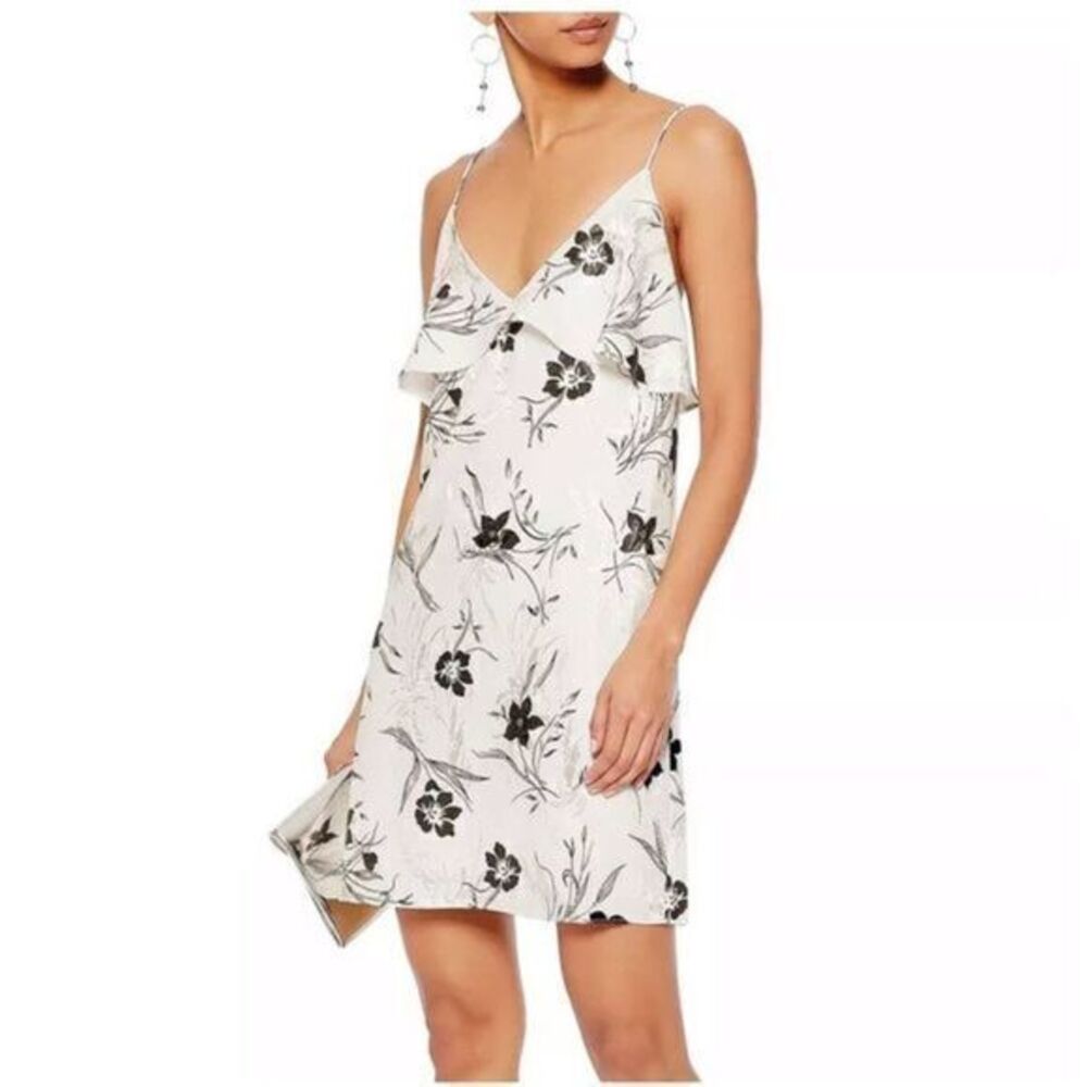 ALICE + OLIVIA NWT Bess Jacquard Ruffle Slip Dress LARGE